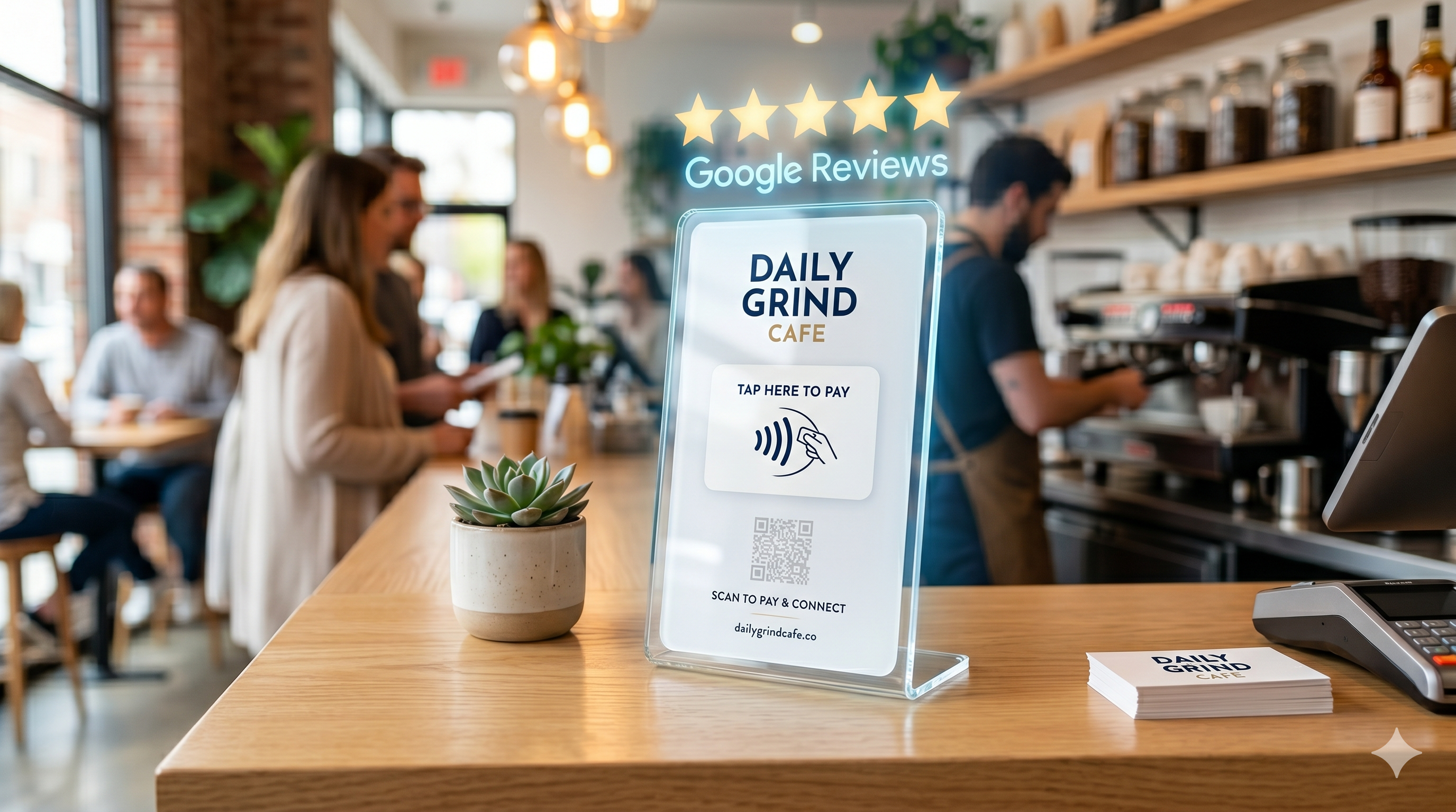 Glowing QR Stand with Google Reviews